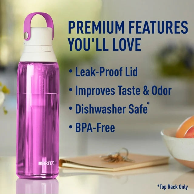 Brita 26oz Orchid Premium Leak Proof Filtered Water Bottle with Straw