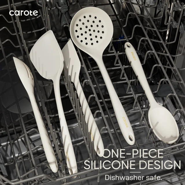 Carote 10Pcs Silicone Kitchen Cooking Utensils Set, Nonstick Cooking Utensil, Dishwasher Safe, White