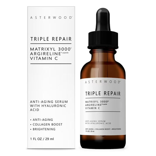 Asterwood Triple Repair Matrixyl 3000 + Argireline + Hyaluronic Acid + Organic Vitamin C Serum for Face