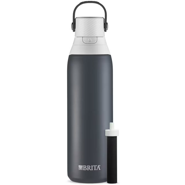 Brita 20 oz Carbon Premium Stainless Steel Leak Proof Filtered Insulated Water Bottle with Straw
