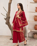 2Pcs Women's Elegant Stitched Embroidered Suit Hype Hem