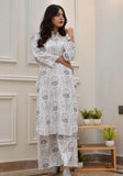 2 Pcs Women's Stitched Linen Printed Shirt And Trouser