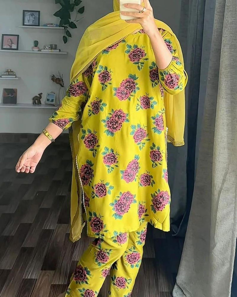 2 Pcs Women's Stitched Linen Embroidered Shirt & Trouser