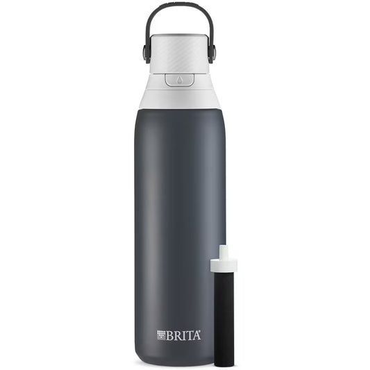 Brita 20 oz Carbon Premium Stainless Steel Leak Proof Filtered Insulated Water Bottle with Straw
